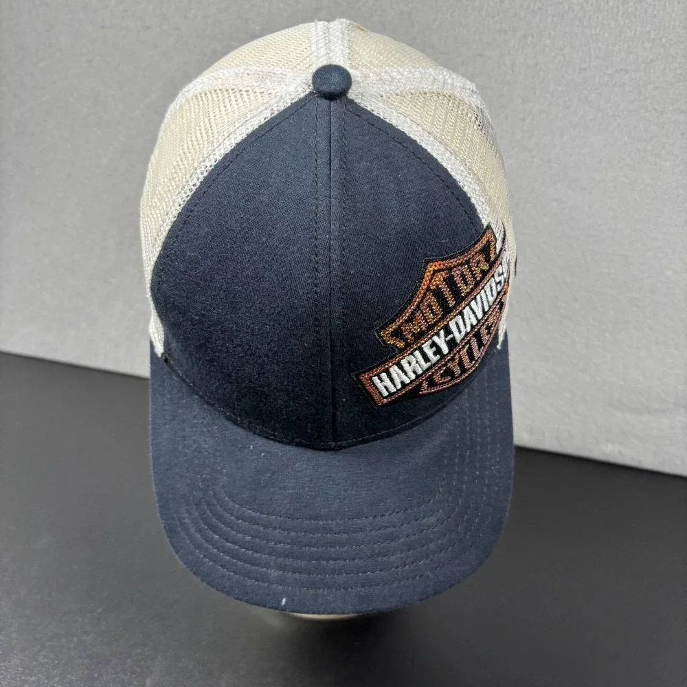 Harley Davidson Women's New Era Trucker‎ Hat Mesh Back Sequins Adjustable OSFM
